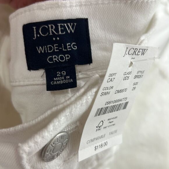 J. crew Factory Wide-leg crop jean stretch in seashell white NWT - Picture 12 of 16